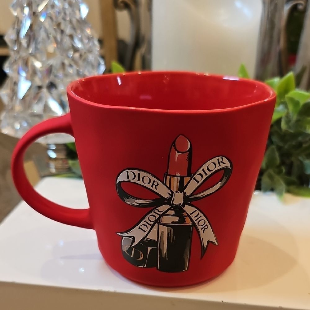 Red Dior Mug with Lipstick Design NWOT Fig & Fern